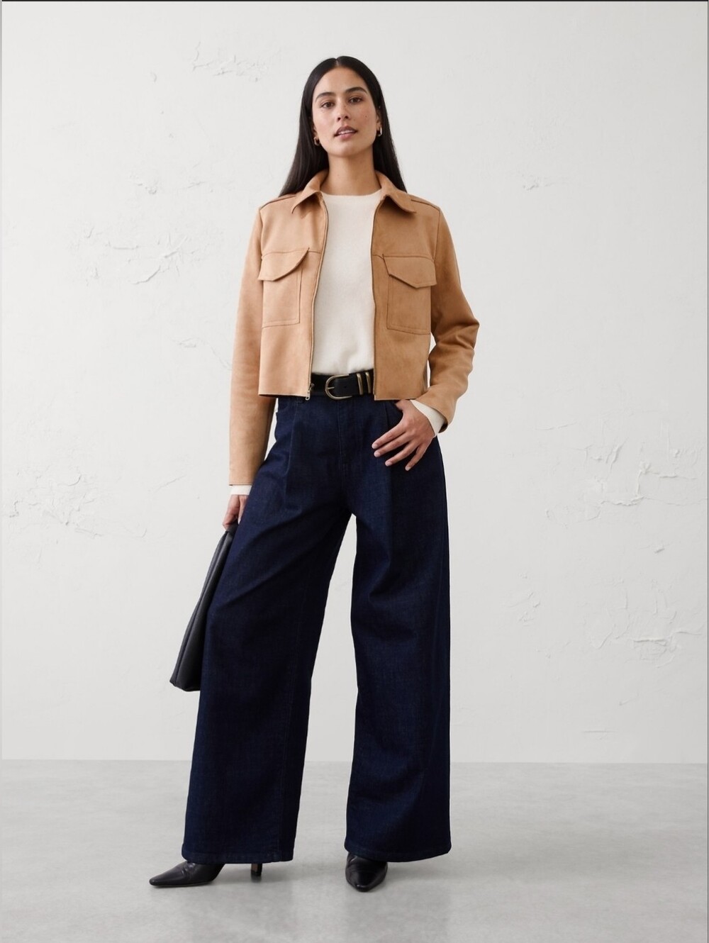 NWT Banana Republic Factory Deerfield Vegan Suede Cropped Jacket Size S